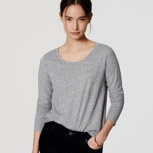 LOFT 3/4 Sleeve Crewneck Heather Gray Tee